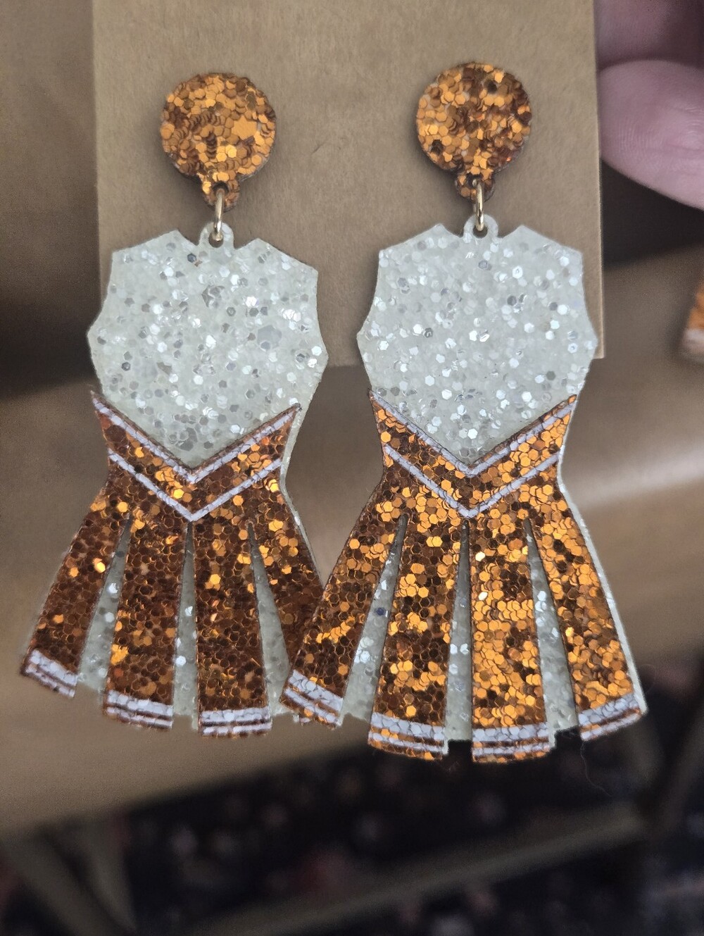 White Glitter Cheerleader Earrings | Longhorn Game Day